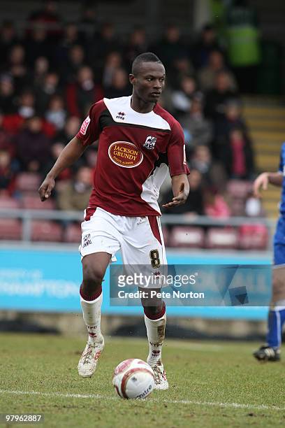Abdul Osman of Northampton Town in action during the Coca Cola League Two Match between Northampton Town and Morecambe at Sixfields Stadium on March...