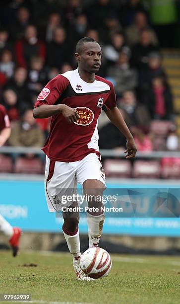 Abdul Osman of Northampton Town in action during the Coca Cola League Two Match between Northampton Town and Morecambe at Sixfields Stadium on March...