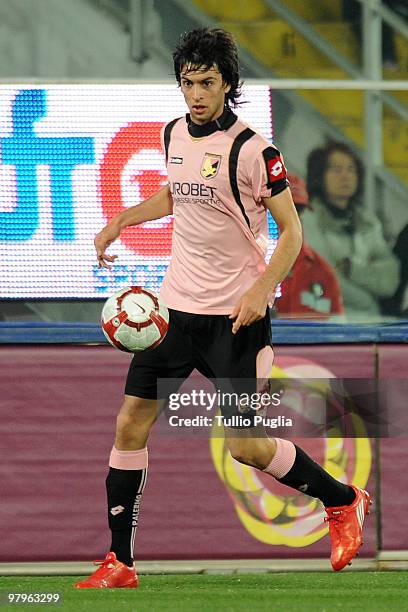 Javier Pastore of Palermo in action during the Serie A match between US Citta di Palermo and FC Internazionale Milano at Stadio Renzo Barbera on...