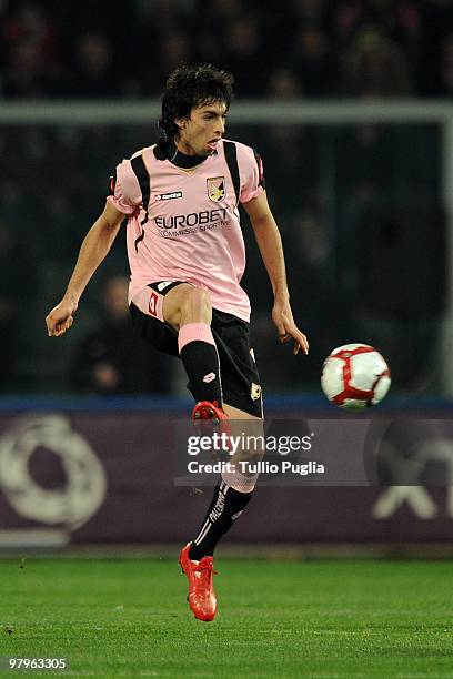 Javier Pastore of Palermo in action during the Serie A match between US Citta di Palermo and FC Internazionale Milano at Stadio Renzo Barbera on...