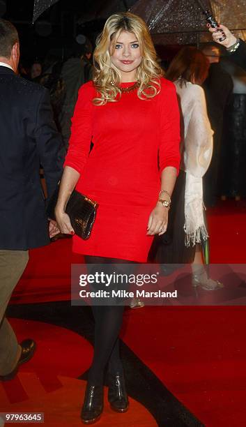 Holly Willoughby attends The Brit Awards at Earls Court on February 16, 2010 in London, England.