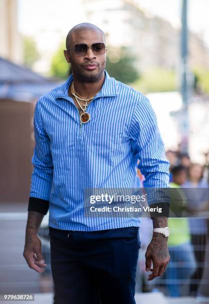 Tucker is seen outside Off/White on day two of Paris Fashion Week Menswear SS19 on June 20, 2018 in Paris, France.