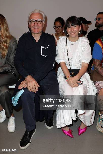Chef Alain Ducasse and a guest attend the OAMC Menswear Spring/Summer 2019 show as part of Paris Fashion Week on June 20, 2018 in Paris, France.