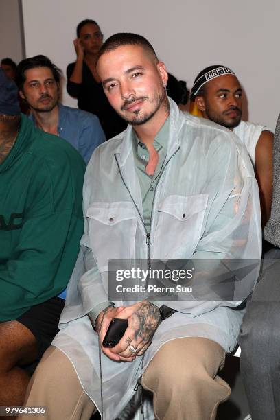 Singer J Balvin attends the OAMC Menswear Spring/Summer 2019 show as part of Paris Fashion Week on June 20, 2018 in Paris, France.