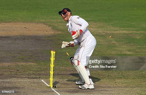 England wicketkeeper Matt Prior in action during day four of the 2nd Test match between Bangladesh and England at Shere-e-Bangla National Stadium on...