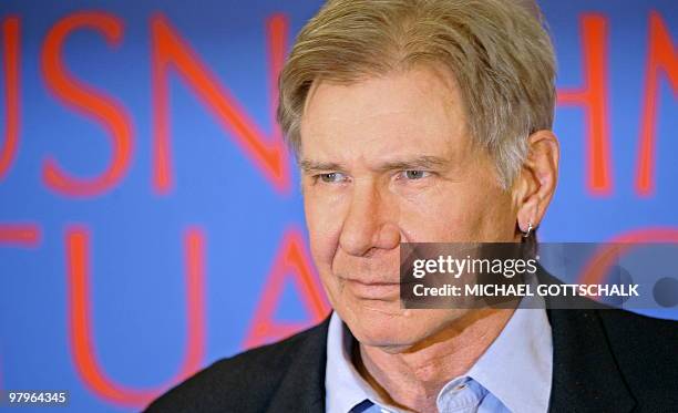 Actor Harrison Ford poses during the photocall for his latest movie "Extraordinary Measures" by Scottish director Tom Vaughan in Berlin on March 2,...