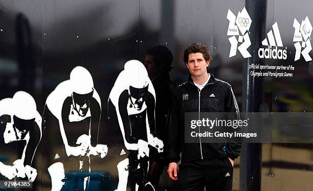 Olympian Hockey player Simon Mantell poses for photographs during the opening of the adiZone at Monkwick Open Space on March 23, 2010 in Colchester,...