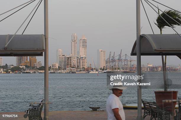 Of INDIAS, COLOMBIA Bocagrande's skyline seen from the old town. Cartagena de Indias was founded on 1 June 1533 by Spanish commander Pedro de...