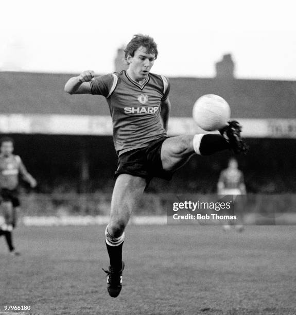 Bryan Robson of Manchester United during the Leicester City v Manchester United Division 1 match played at Filbert Street, Leicester on the 10th...