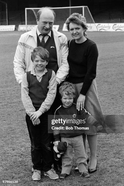 Northampton Town manager Graham Carr with his wife and two sons Alan and Gary at the County Ground, in Northampton on the 22nd April 1985. Alan Carr...