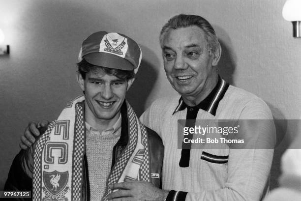 Liverpool manager Joe Fagan with new signing Wayne Harrison from Oldham Athletic during a press conference at Anfield, Liverpool on the 9th January...