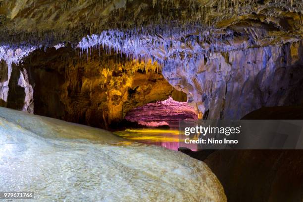 interior of grotte de choranche, france - grotte stock pictures, royalty-free photos & images