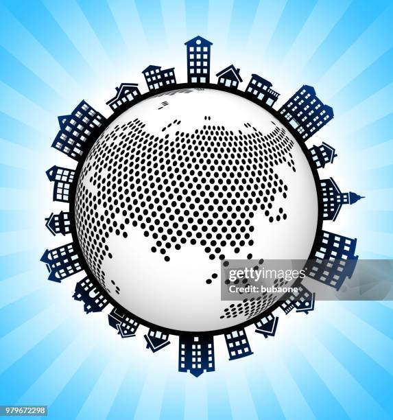 asia on rural cityscape skyline background - housing development australia stock illustrations