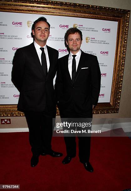 Anthony McPartlin, Declan Donnelly attend the BAFTA Video Games Awards at the "Park Lane Hotel" on March 19, 2010 in London, England.