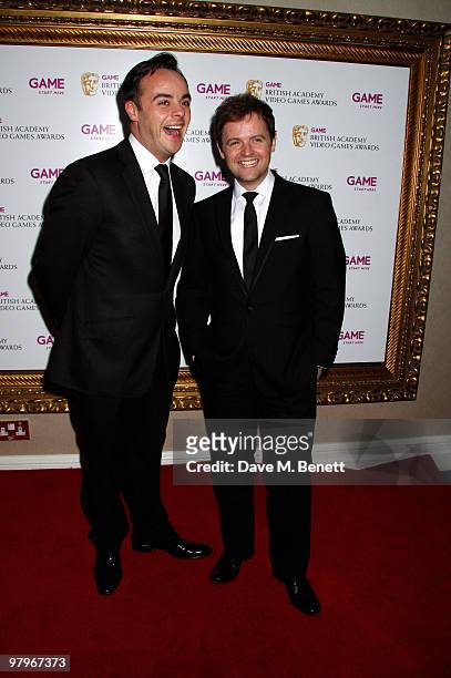 Anthony McPartlin, Declan Donnelly attend the BAFTA Video Games Awards at the "Park Lane Hotel" on March 19, 2010 in London, England.