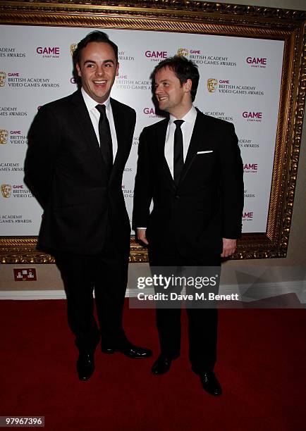 Anthony McPartlin, Declan Donnelly attend the BAFTA Video Games Awards at the "Park Lane Hotel" on March 19, 2010 in London, England.