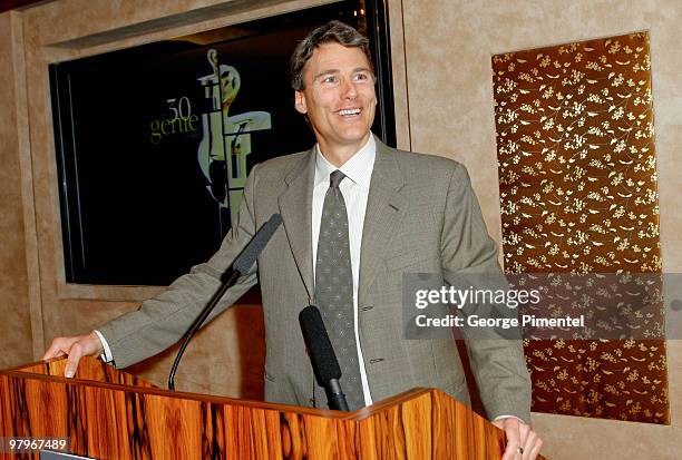 Vancouver Mayor Gregor Robertson attends the 30th Annual Genie Award Nominee Reception at the Shangri-La Hotel on March 22, 2010 in Vancouver, Canada.