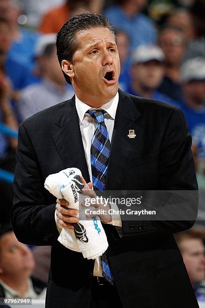 Head coach John Calipari of the Kentucky Wildcats during the second round of the 2010 NCAA men's basketball tournament at the New Orleans Arena on...