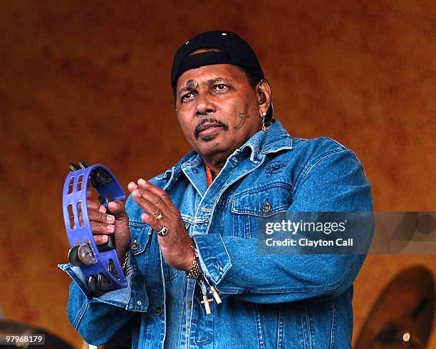 Aaron Neville performing with the Neville Brothers at the New Orleans Jazz & Heritage Festival on May 2, 2004.