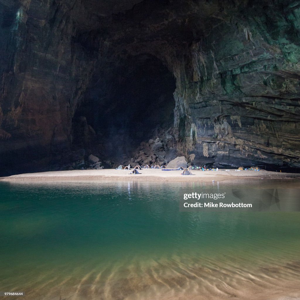 Camping on the beach inside Hang En