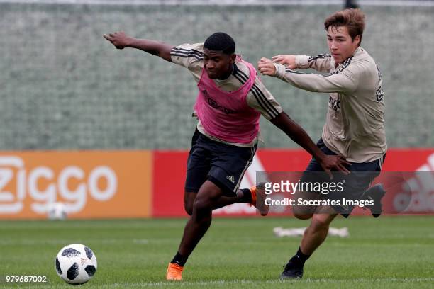 Luis Orejuela of Ajax, Carel Eiting of Ajax during the First Training Ajax at the De Toekomst on June 20, 2018 in Amsterdam Netherlands