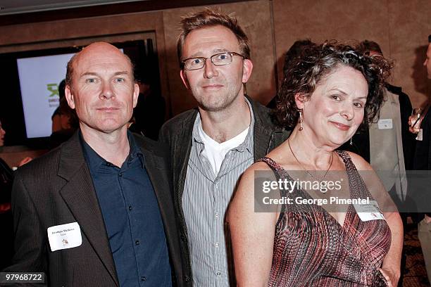 Actor Hrothgar Mathews, director Carl Bessai and nominee/actress Gabrielle Rose attend the 30th Annual Genie Award Nominee Reception at the...
