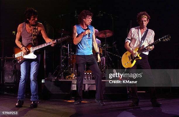 Ron Wood, Mick Jagger and Keith Richards of the Rolling Stones