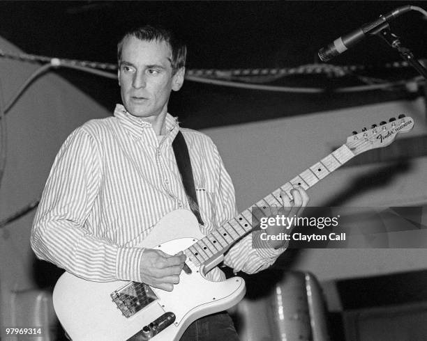 Alex Chilton from Big Star performing with a fender telecaster at the Berkeley Square in Berkeley, CA in November 1985