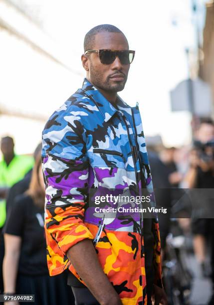 Serge Ibaka is seen outside Valentino on day two of Paris Fashion Week Menswear SS19 on June 20, 2018 in Paris, France.