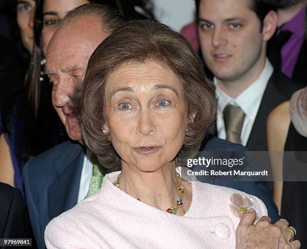 Queen Sofia of Spain attends a 'La Caixa' scholarship awards at the La Caixa headquarters on March 23, 2010 in Barcelona, Spain.