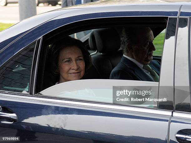 King Juan Carlos I of Spain and Queen Sofia of Spain attend a 'La Caixa' scholarship awards at the La Caixa headquarters on March 23, 2010 in...