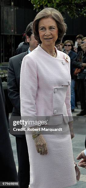 King Juan Carlos I of Spain and Queen Sofia of Spain attend a 'La Caixa' scholarship awards at the La Caixa headquarters on March 23, 2010 in...