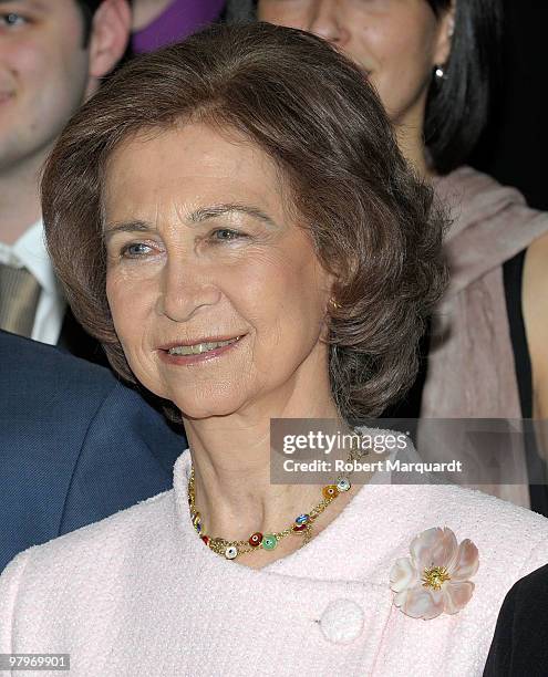 Queen Sofia of Spain attends a 'La Caixa' scholarship awards at the La Caixa headquarters on March 23, 2010 in Barcelona, Spain.