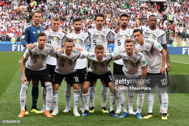 Players of Germany line up for the team photos prior to the 2018 FIFA World Cup Russia group F match between Germany and Mexico at Luzhniki Stadium...