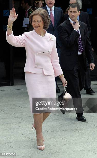 Queen Sofia of Spain attends a 'La Caixa' scholarship awards at the La Caixa headquarters on March 23, 2010 in Barcelona, Spain.