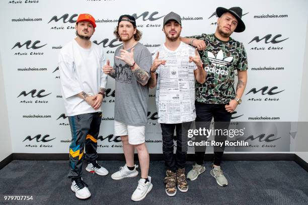 Pablo Mejia Bermudez, David Escobar Gallego, Juan David M. Castano and Juan David Huertas Clavijo of Piso 21 visit Music Choice on June 20, 2018 in...