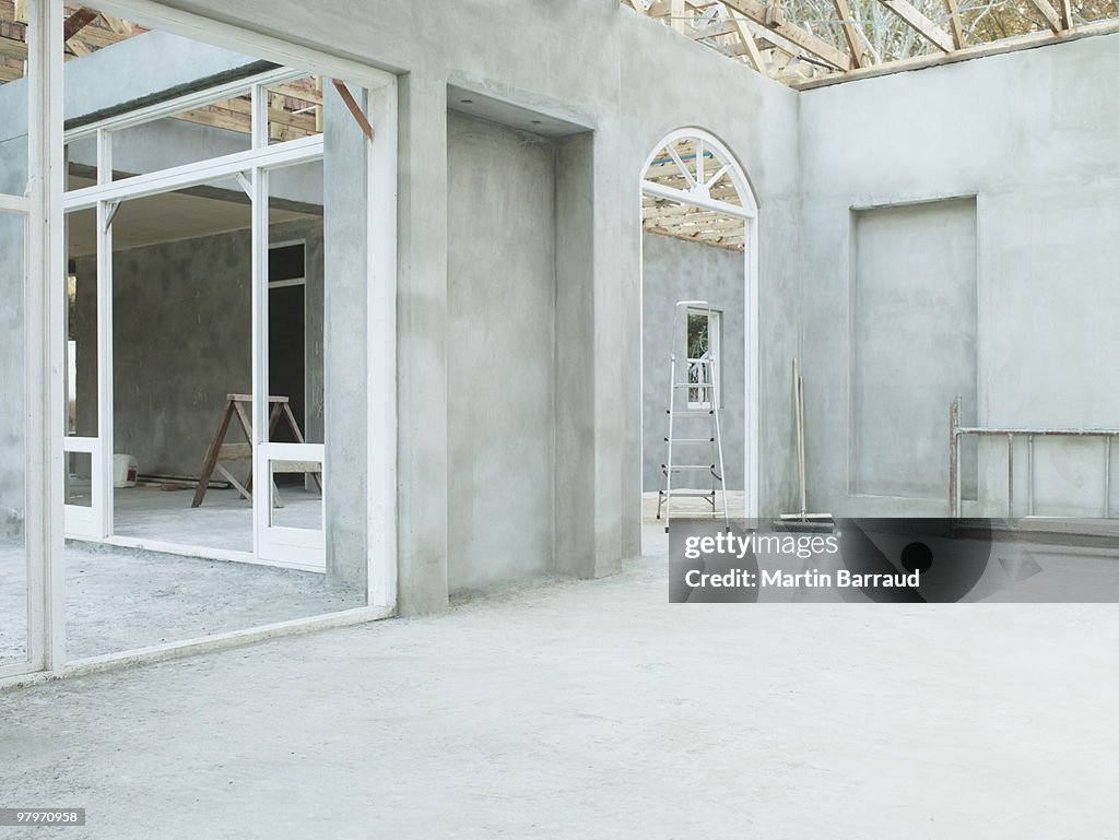 Interior of house under construction
