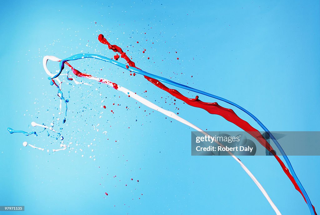 Vermelho, branco e azul, salpicos de Tinta