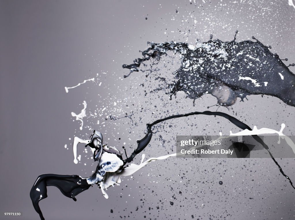 Black and white paint colliding