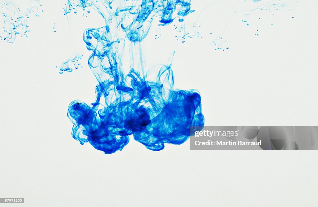 Blue ink suspended in water