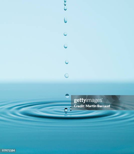 droplets falling and rippling pool of water - rippled stock pictures, royalty-free photos & images