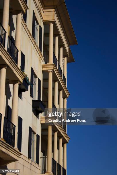 low angle view of building facade, winter park, florida, usa - winter park florida foto e immagini stock