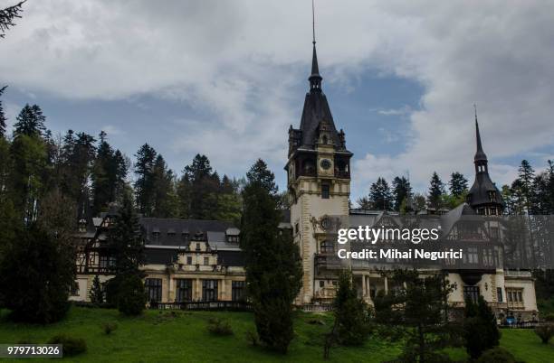 peles castle - sinaia stock pictures, royalty-free photos & images