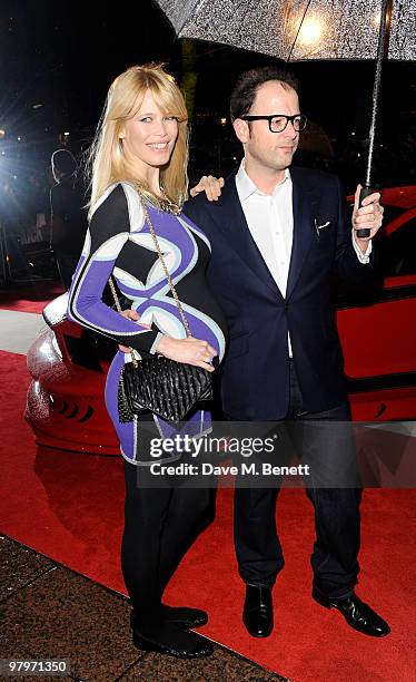 Claudia Schiffer and Matthew Vaughn attend the premiere of "Kick Ass" at Empire Leicester Square on March 22, 2010 in London, England.