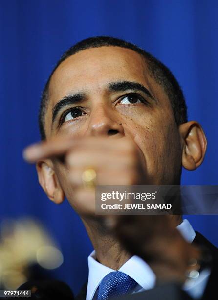 President Barack Obama speaks during a rally celebrating the passage and signing into law of the Patient Protection and Affordable Care Act health...