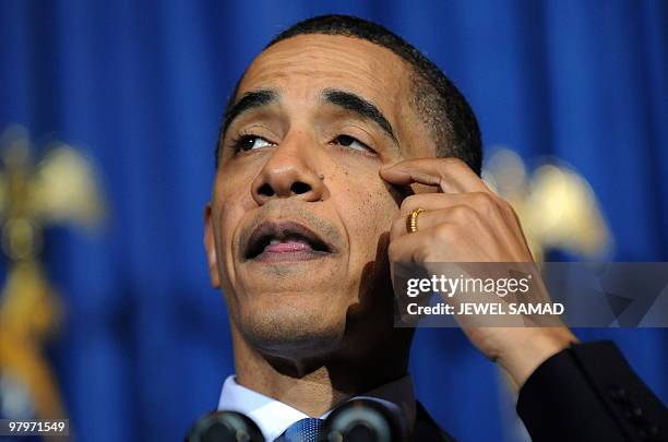 President Barack Obama speaks during a rally celebrating the passage and signing into law of the Patient Protection and Affordable Care Act health...