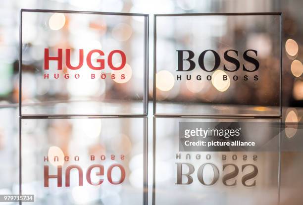 March 2018, Germany, Metzingen: Positioners from the brand Hugo Boss presented during a annual balance sheet press conference for the year 2017....