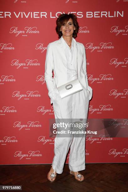 Ines de la Fressange attends the 'Roger Vivier Loves Berlin' event at Soho House on June 20, 2018 in Berlin, Germany.