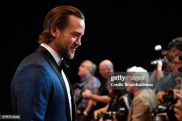 Victor Hedman of the Tampa Bay Lightning arrives at the 2018 NHL Awards presented by Hulu at the Hard Rock Hotel & Casino on June 20, 2018 in Las...