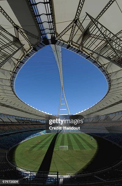 Genaral view of Moses Mabhida Stadium during the Fifa final Inspection tour on March 23, 2010 in Durban, South Africa.